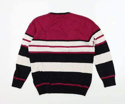 TEXT Womens Multicoloured Striped  Pullover Jumper Size L