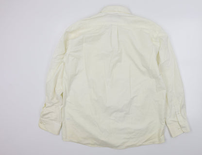 Mens UK Size L Double TWO Beige  Button-Up Long Sleeve Casual Shirt
