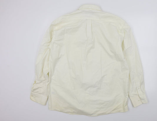 Mens UK Size L Double TWO Beige  Button-Up Long Sleeve Casual Shirt