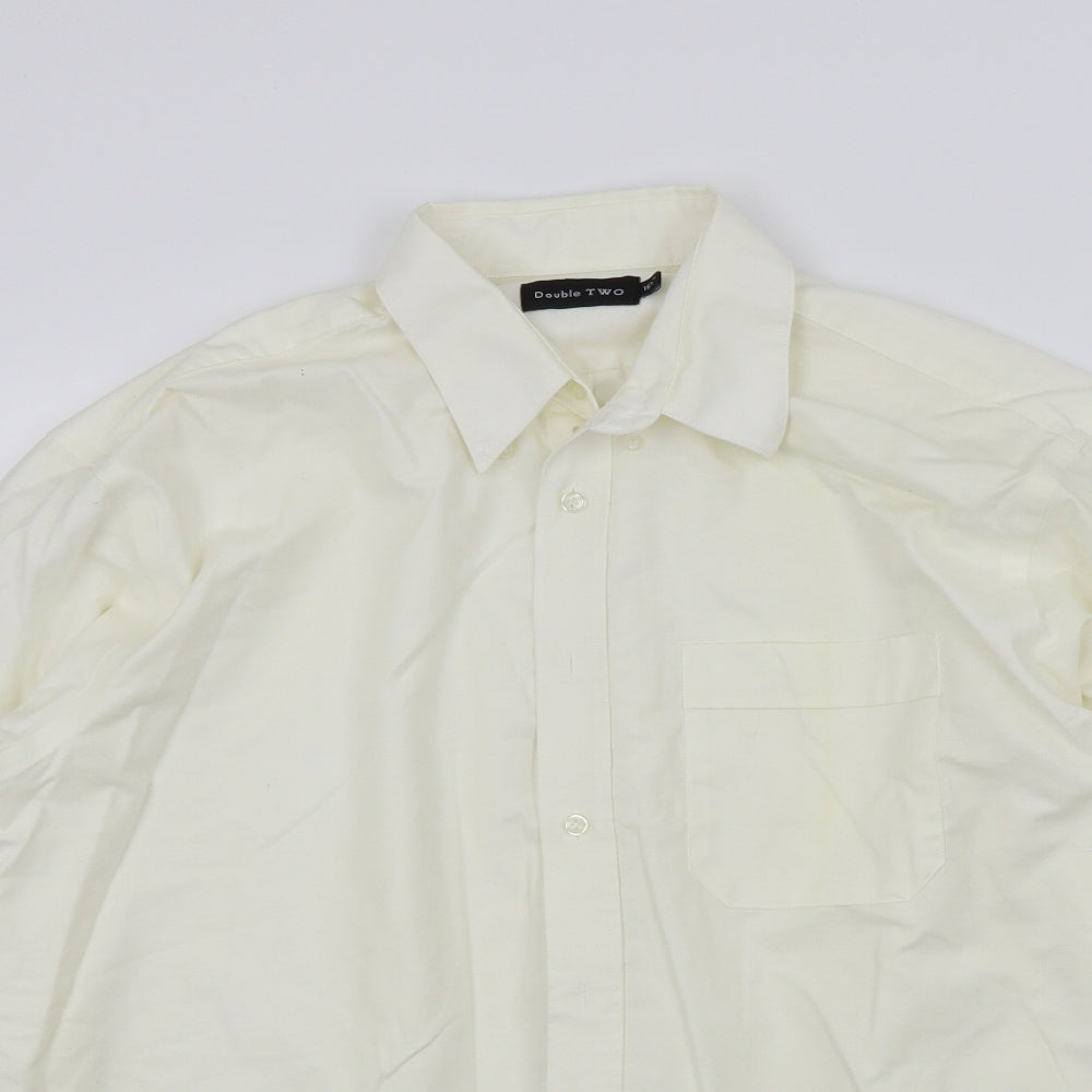 Mens UK Size L Double TWO Beige  Button-Up Long Sleeve Casual Shirt