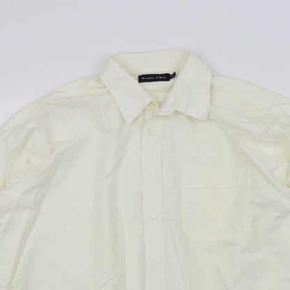 Mens UK Size L Double TWO Beige  Button-Up Long Sleeve Casual Shirt