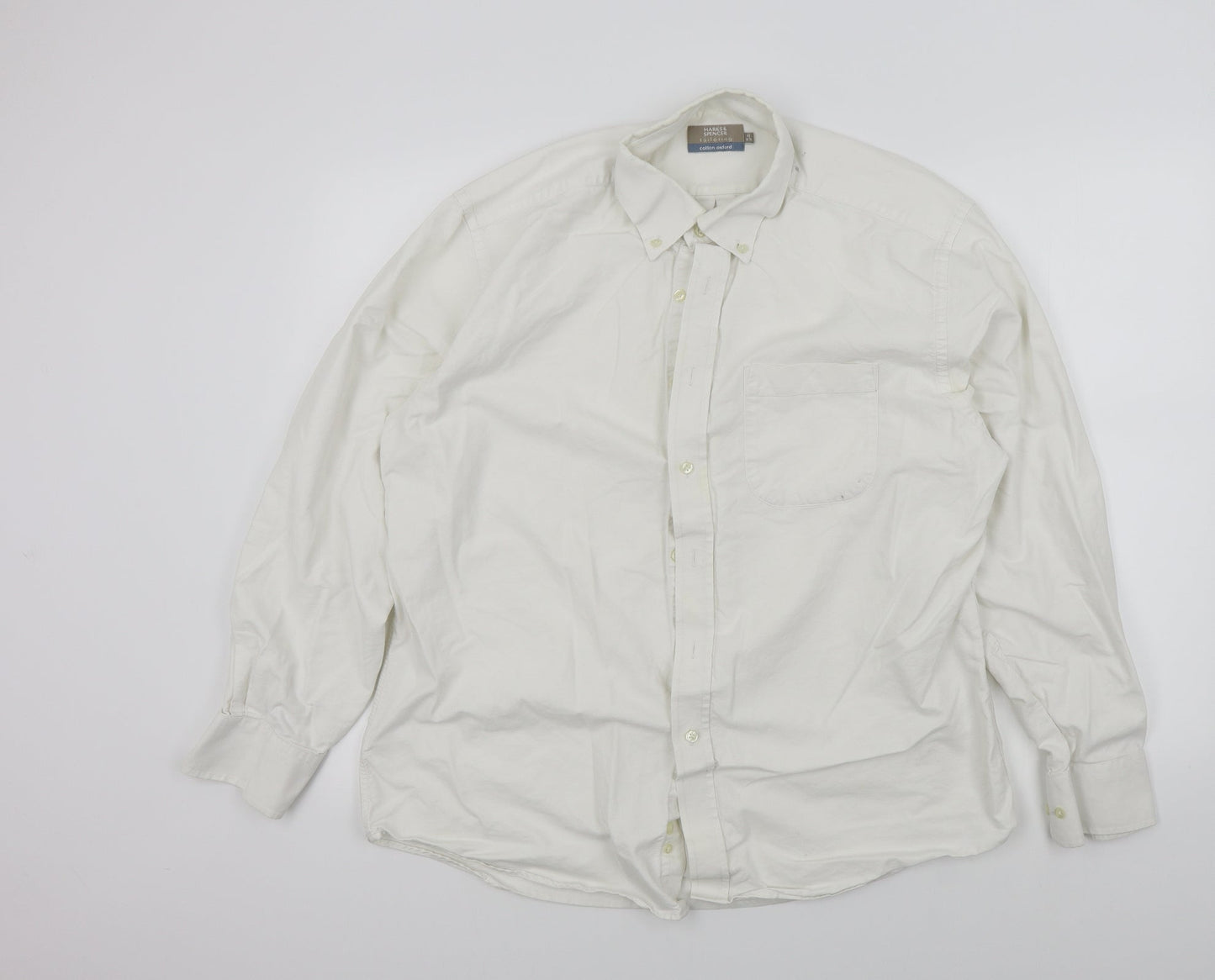 Mens UK Size XL M&S Silver  Button-Up Long Sleeve Casual Shirt