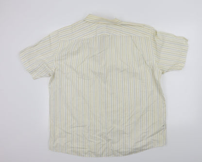 M&S Mens Beige Striped   Button-Up Size XL