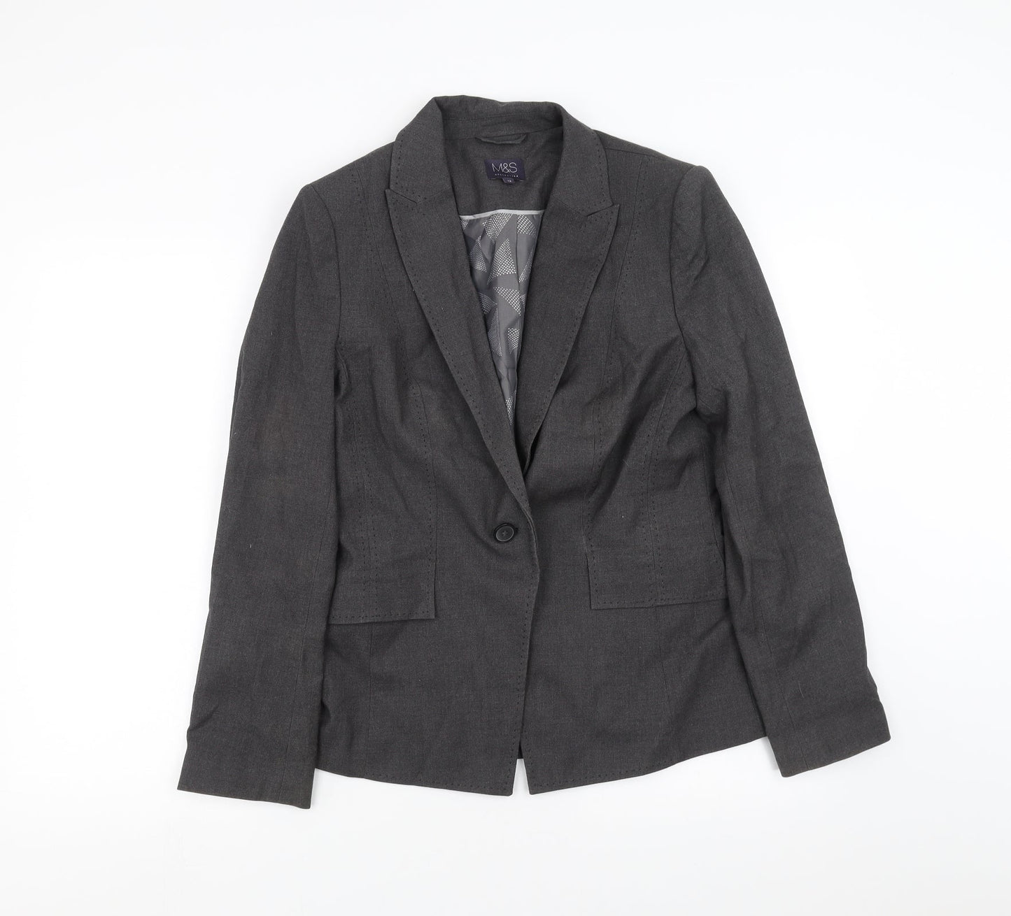Marks and Spencer Womens Grey   Jacket Suit Jacket Size 12