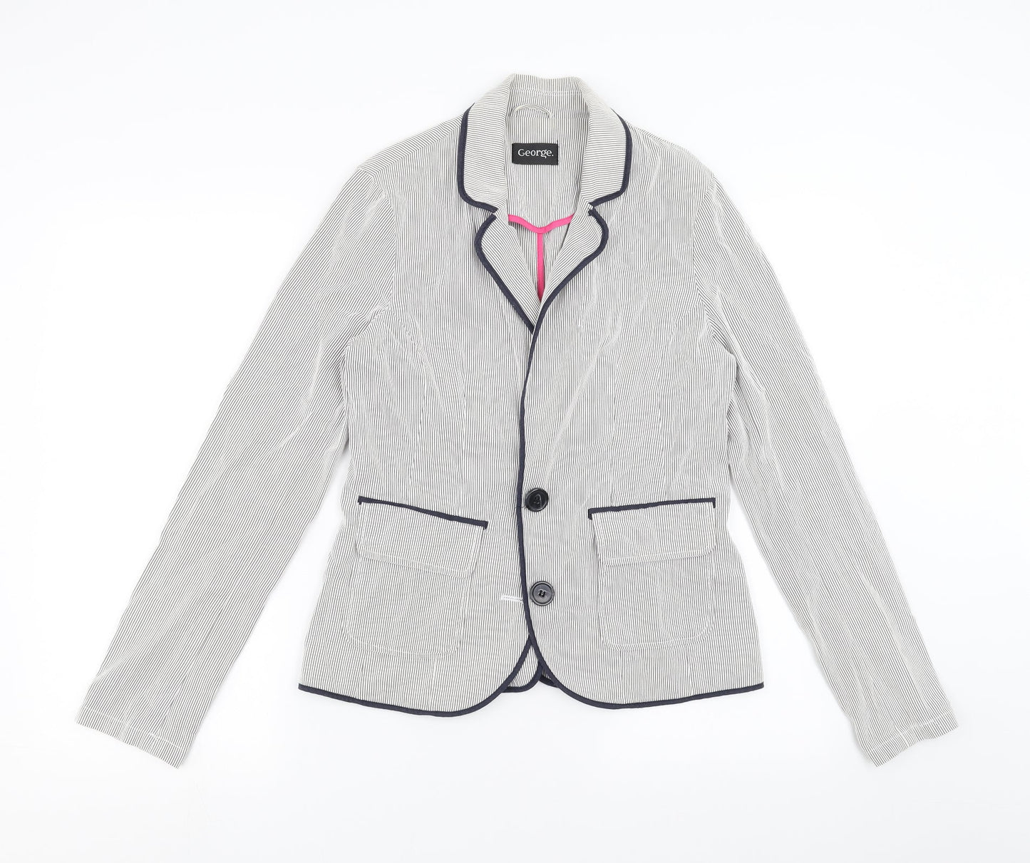 George Womens Grey Striped  Jacket  Size 10