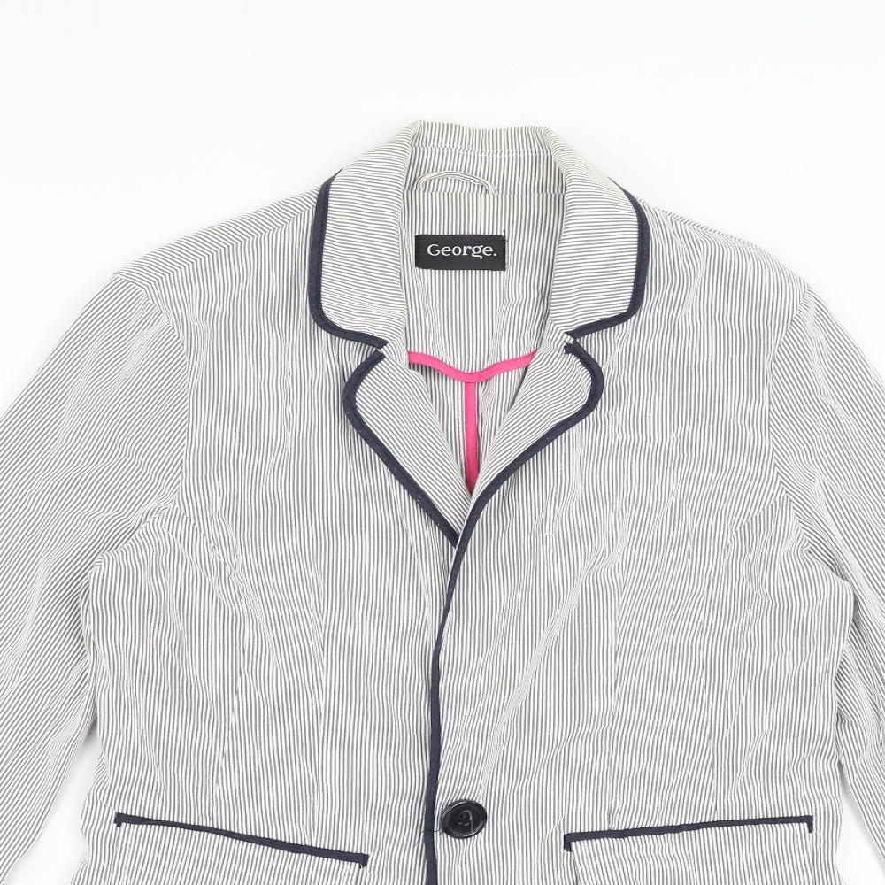 George Womens Grey Striped  Jacket  Size 10