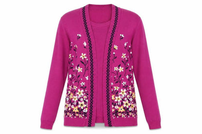 Front view of ARISTA women’s pink floral jumper, size UK 10