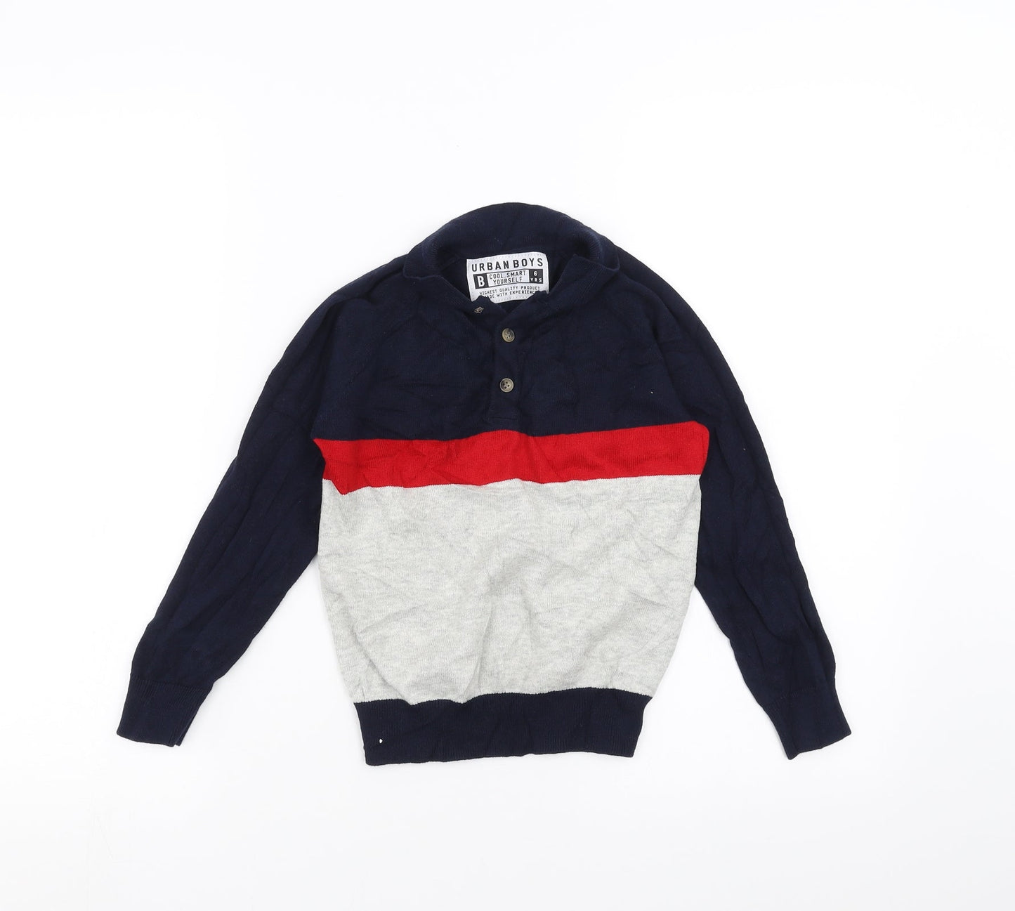 URBAN BOYS Boys Blue  Knit Pullover Jumper Size 6 Years