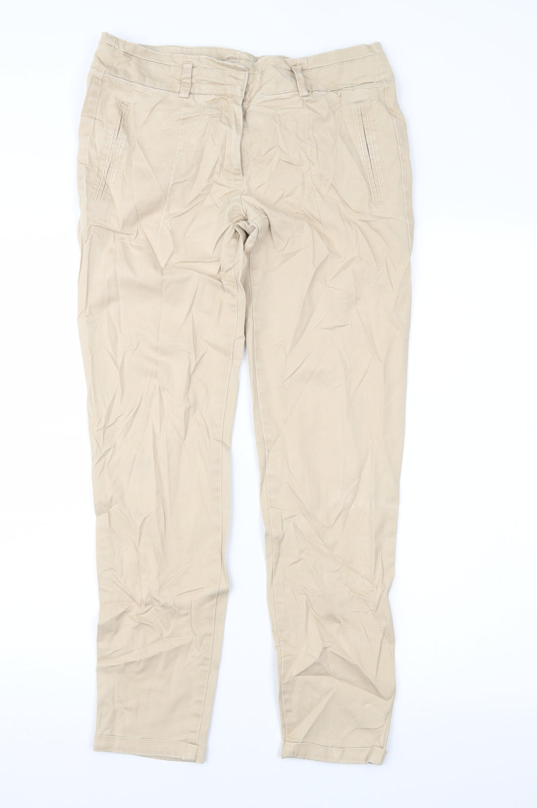 Womens UK Size 8 Zara Regular Fit Chino Brown Trousers