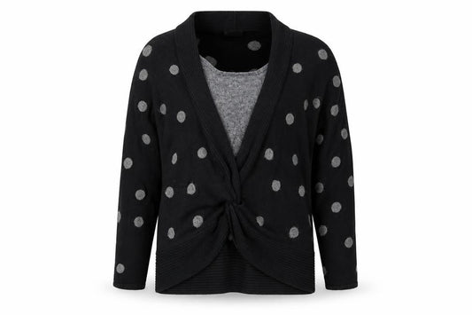 Alex & Co. Womens Black Polka Dot  Pullover Jumper Size 14