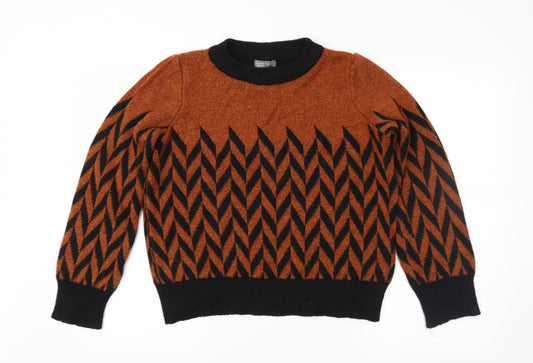 Front view of Papaya women’s brown geometric jumper, size M