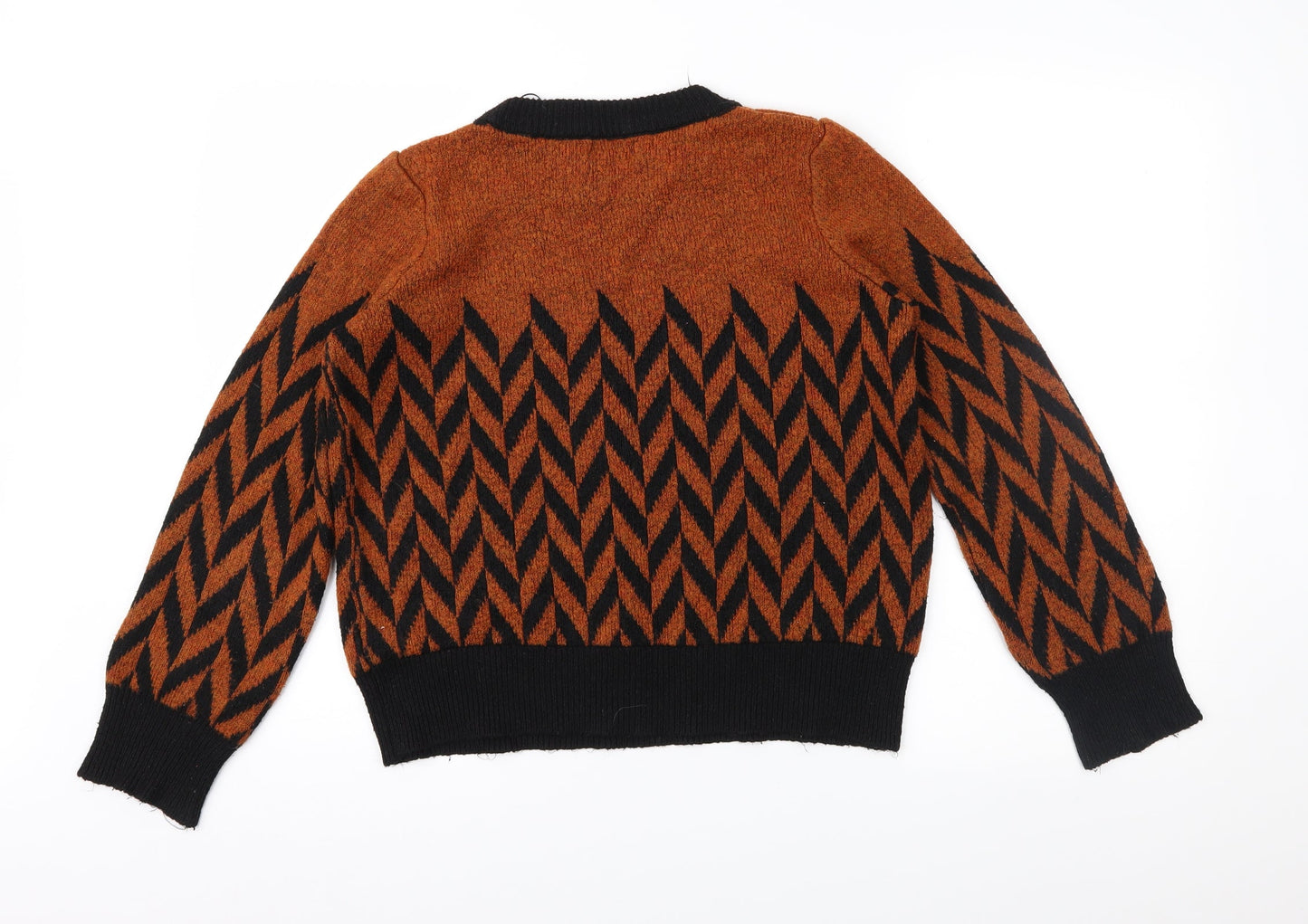 Papaya Womens Brown Geometric  Pullover Jumper Size M