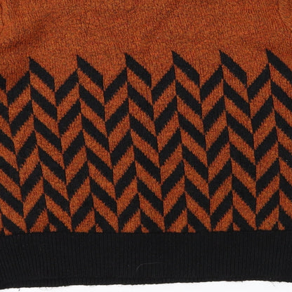Papaya Womens Brown Geometric  Pullover Jumper Size M