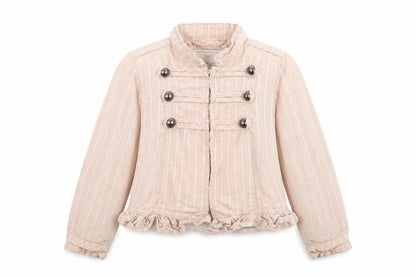 Front view of Next girls’ pink jacket, size 6, years