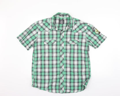 Mens UK Size L LOGG Green  Button-Up Short Sleeve Casual Shirt