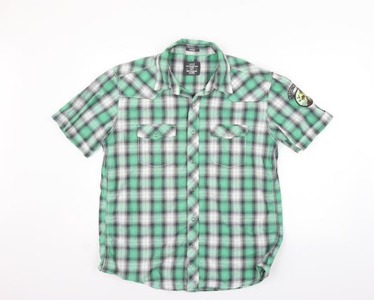 Mens UK Size L LOGG Green  Button-Up Short Sleeve Casual Shirt