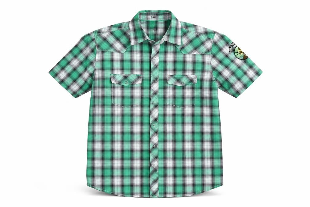 Mens UK Size L LOGG Green  Button-Up Short Sleeve Casual Shirt