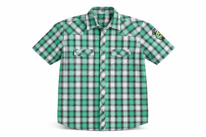 Mens UK Size L LOGG Green  Button-Up Short Sleeve Casual Shirt