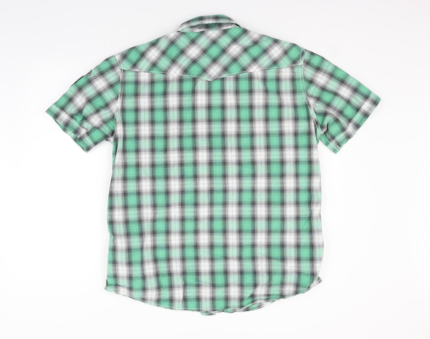 Mens UK Size L LOGG Green  Button-Up Short Sleeve Casual Shirt