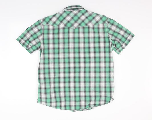 Mens UK Size L LOGG Green  Button-Up Short Sleeve Casual Shirt