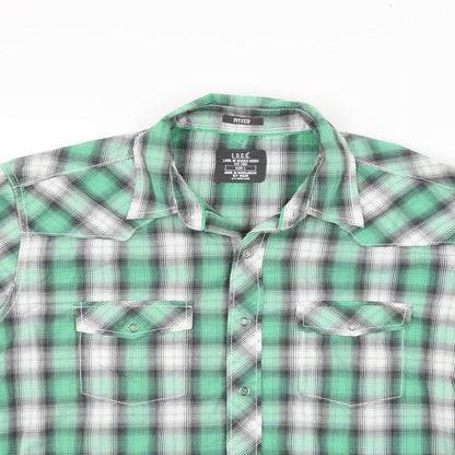 Mens UK Size L LOGG Green  Button-Up Short Sleeve Casual Shirt