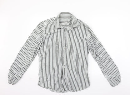 Mens UK Size L NEXT Grey  Button-Up 3/4 Sleeve Casual Shirt