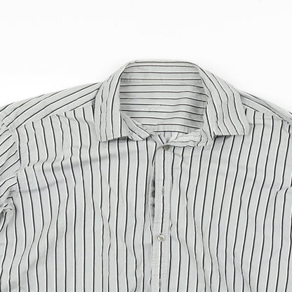 Mens UK Size L NEXT Grey  Button-Up 3/4 Sleeve Casual Shirt