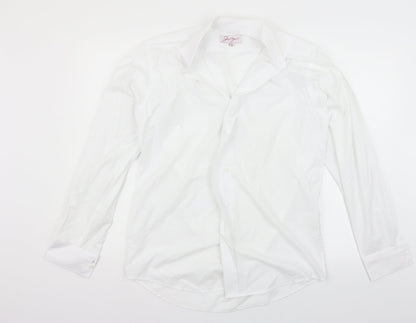 Mens UK Size 15.5 jean years White  Button-Up Long Sleeve Casual Shirt