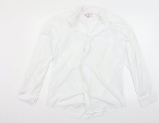 Mens UK Size 15.5 jean years White  Button-Up Long Sleeve Casual Shirt