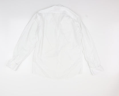 Mens UK Size 15.5 jean years White  Button-Up Long Sleeve Casual Shirt