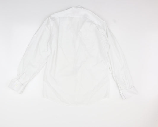 Mens UK Size 15.5 jean years White  Button-Up Long Sleeve Casual Shirt