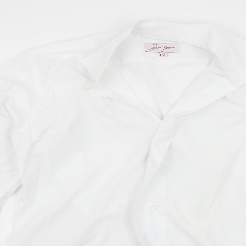 Mens UK Size 15.5 jean years White  Button-Up Long Sleeve Casual Shirt