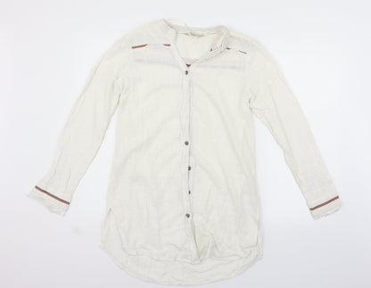 Womens UK Size 10 Cream White Basic Button-Up