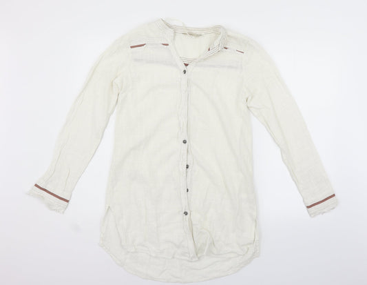 Womens UK Size 10 Cream White Basic Button-Up