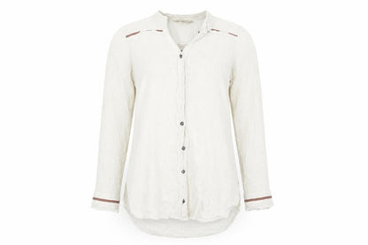 Womens UK Size 10 Cream White Basic Button-Up