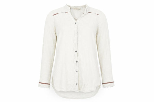 Womens UK Size 10 Cream White Basic Button-Up