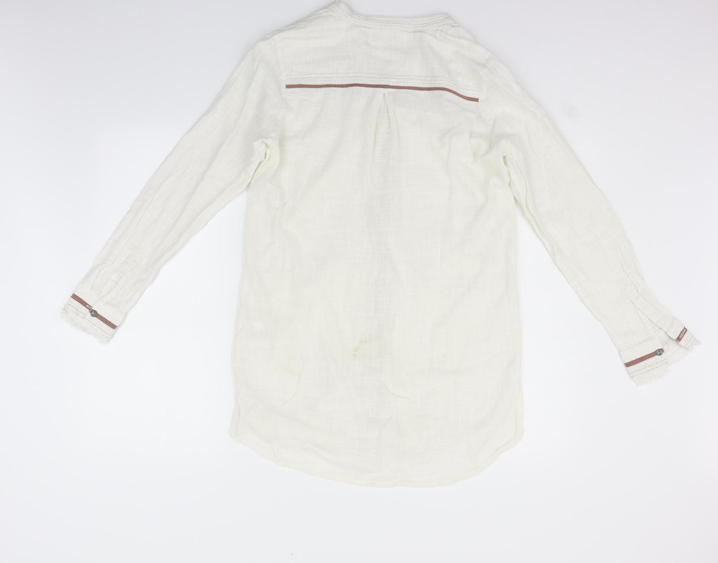 Womens UK Size 10 Cream White Basic Button-Up