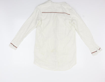 Womens UK Size 10 Cream White Basic Button-Up