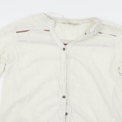 Womens UK Size 10 Cream White Basic Button-Up