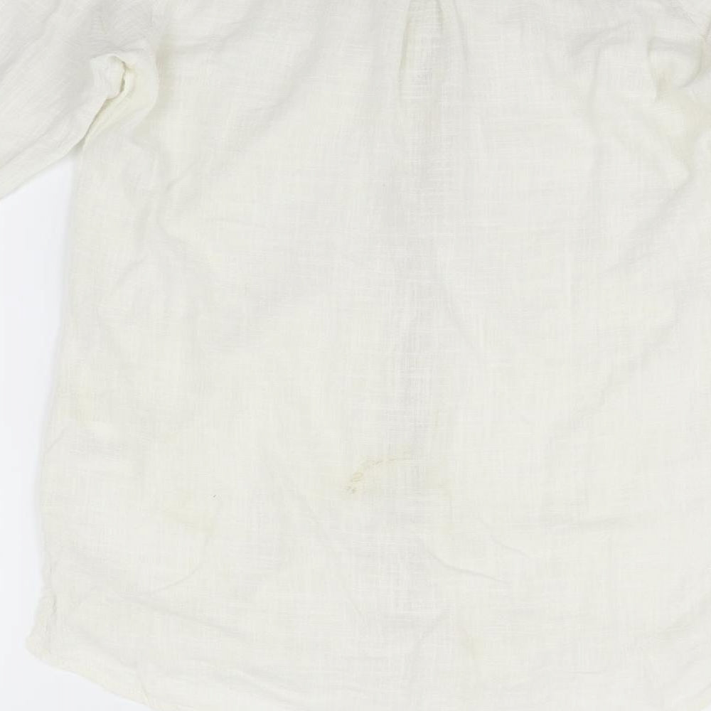 Womens UK Size 10 Cream White Basic Button-Up