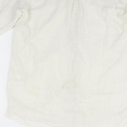 Womens UK Size 10 Cream White Basic Button-Up