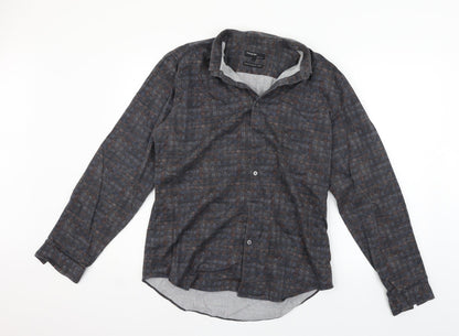 Autograph Womens Grey Check  Basic Button-Up Size L
