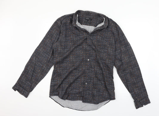Autograph Womens Grey Check  Basic Button-Up Size L