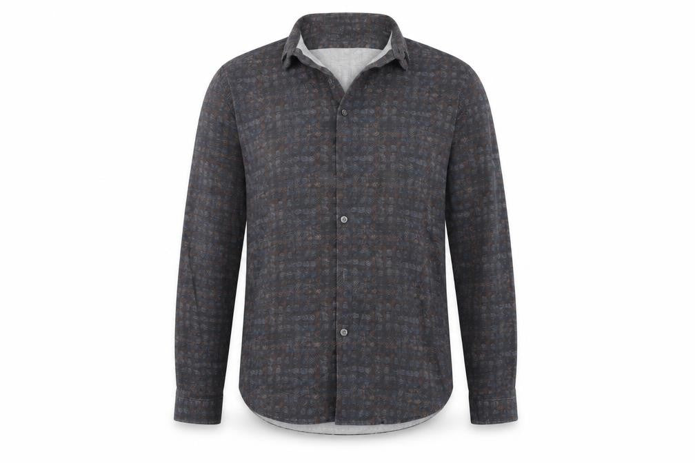 Front view of Autograph women’s grey check basic button-up, size L
