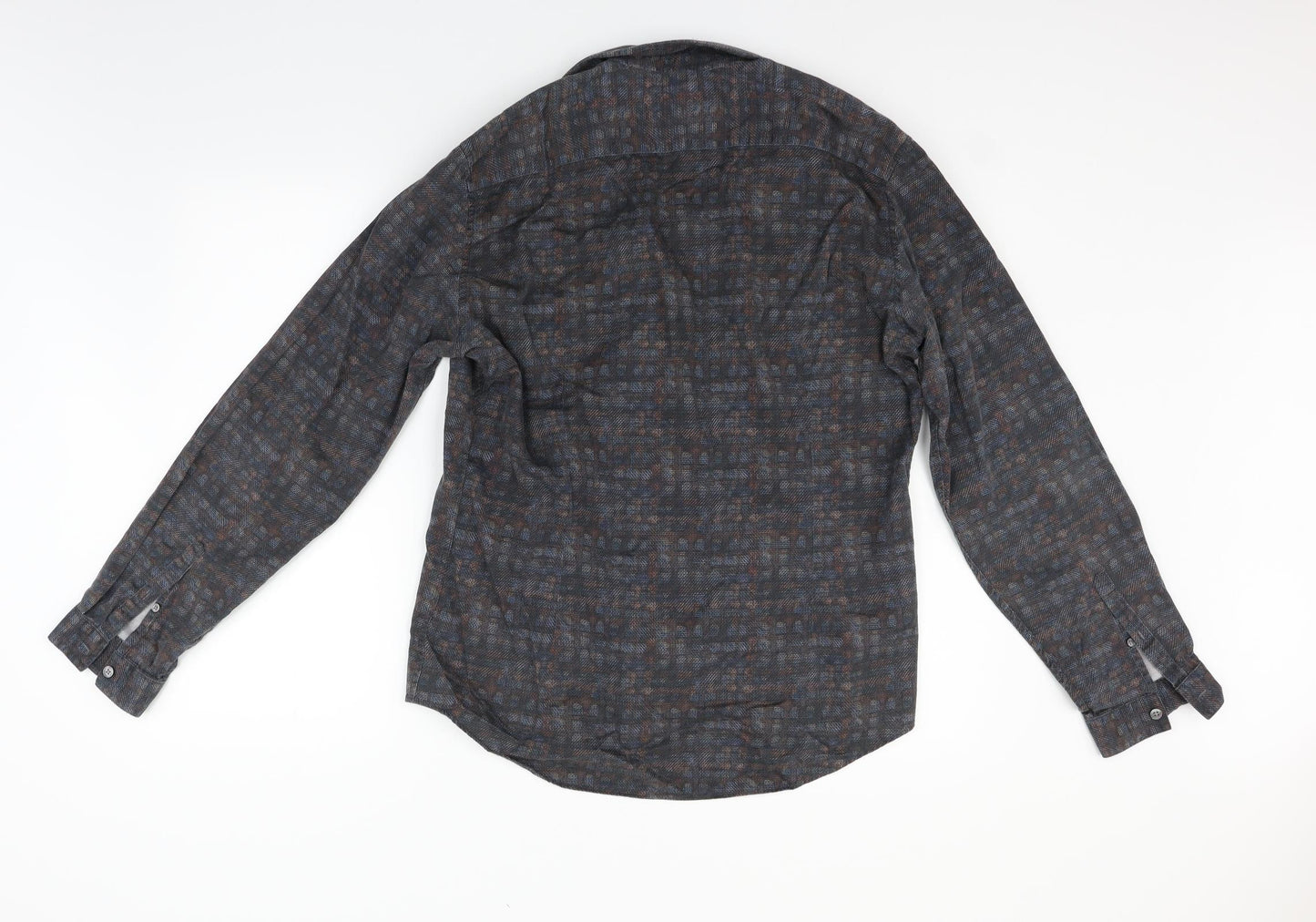 Autograph Womens Grey Check  Basic Button-Up Size L