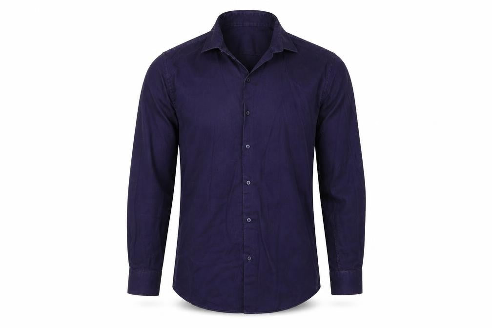 Mens UK Size 17 Primark Blue  Button-Up 3/4 Sleeve Casual Shirt