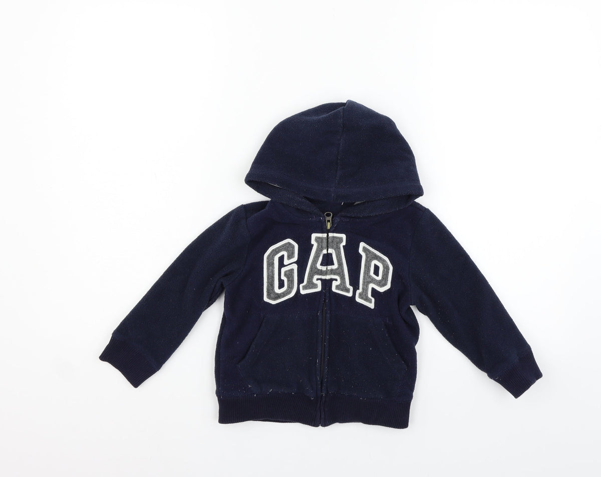 Additional front view of Gap boys’ blue ikat jacket coat, size 3, years
