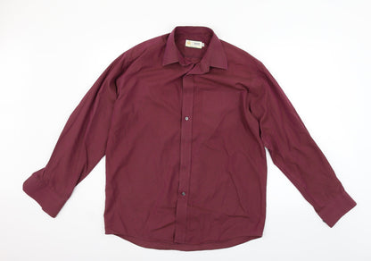 Mens UK Size 15.5 Marks and Spencer Purple  Button-Up Long Sleeve Casual Shirt