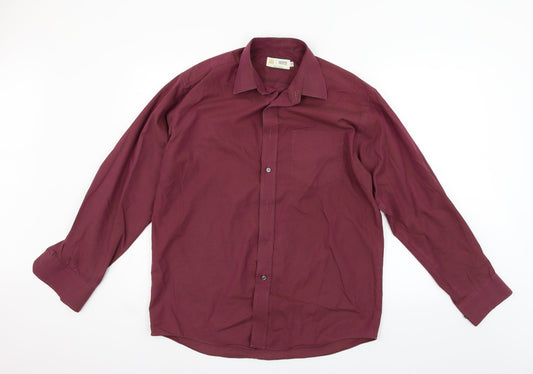 Mens UK Size 15.5 Marks and Spencer Purple  Button-Up Long Sleeve Casual Shirt