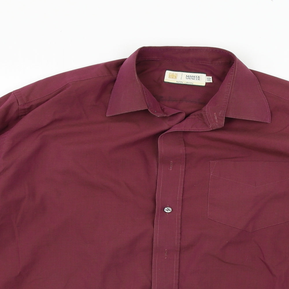 Mens UK Size 15.5 Marks and Spencer Purple  Button-Up Long Sleeve Casual Shirt